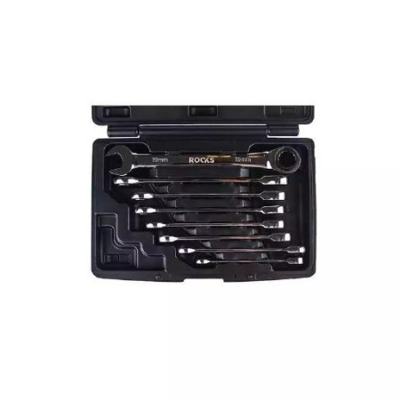 Rooks Klucz Płasko-Oczkowy Z Grzechotką /Kpl.  8Szt.   8-19Mm