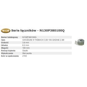 Bostitch Gwoździe N130P 3.8` 100Mm 2.16M