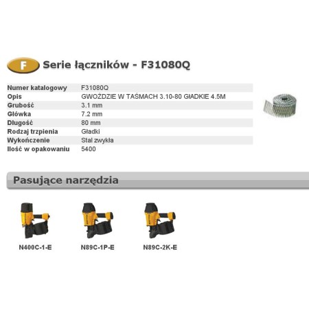 Bostitch Gwoździe F 3,10 X 80Mm 5400Szt. F31080Q