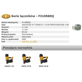 Bostitch Gwoździe F 3,10 X 80Mm Ring 5400Szt. F310R80Q