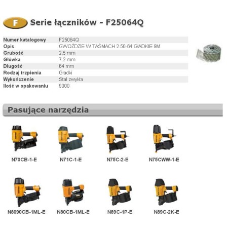 Bostitch Gwoździe F 2,50 X 64Mm 9000Szt. F25064Q