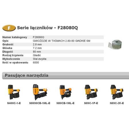 Bostitch Gwoździe F 2,80 X 80Mm 6000Szt. F28080Q