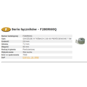 Bostitch Gwoździe F 2,80 X 60Mm Ring 7500Szt. F280R60Q