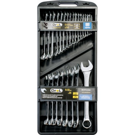 Drel Klucz Płasko-Oczkowy Komplet 25 Elementów  (6-32)