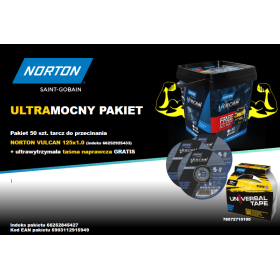 Norton Zestaw Tarcz Vulcan 125Mm X 1Mm Metal/Inox 50Szt. Wiaderko+Taśma Naprawcza