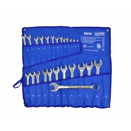 Artpol Klucz Płasko-Oczkowy Komplet 25 Elementów  Cr-V Polerowane (6-32) Etui